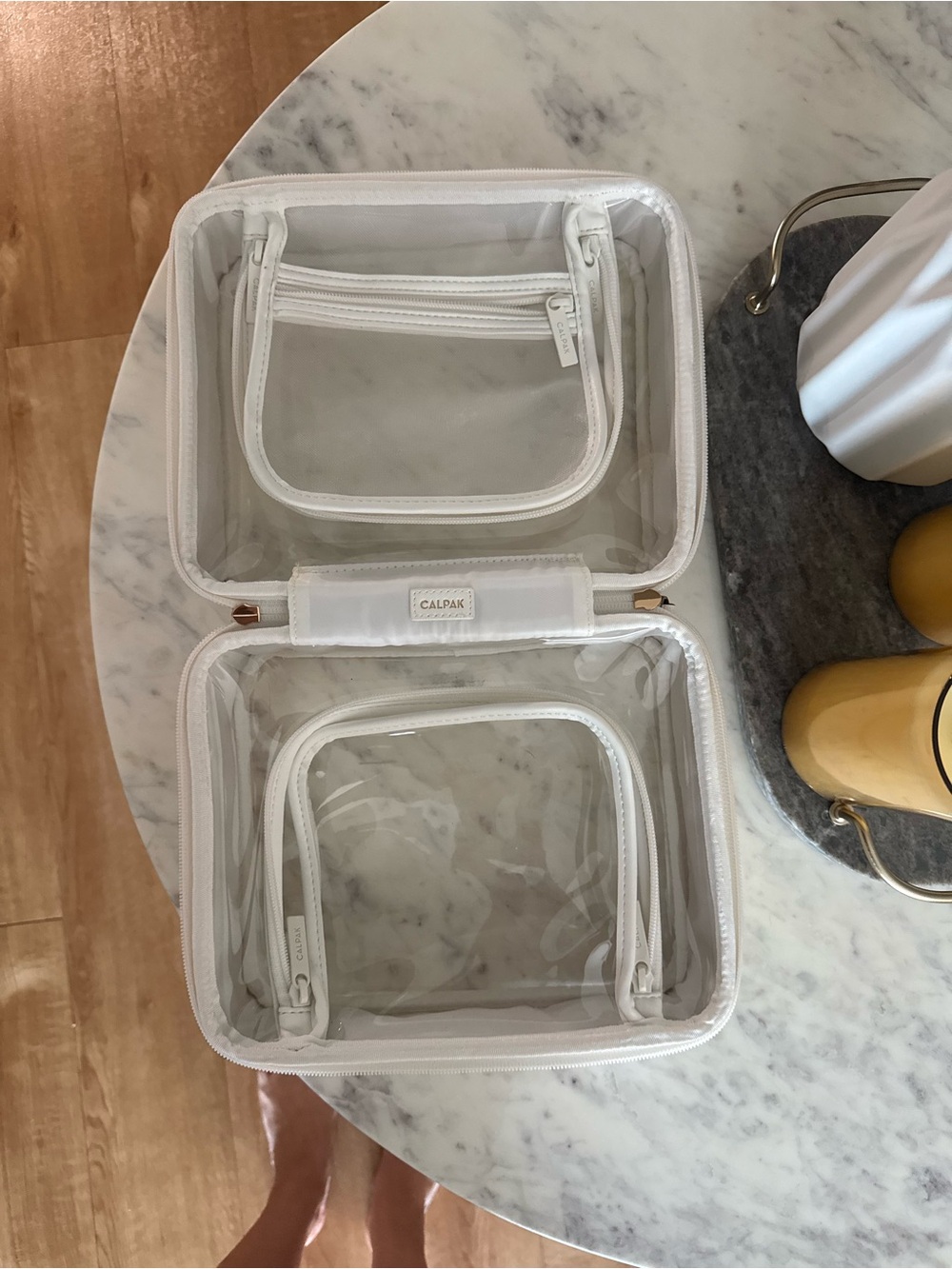Calpak Clear White Travel Cosmetic case